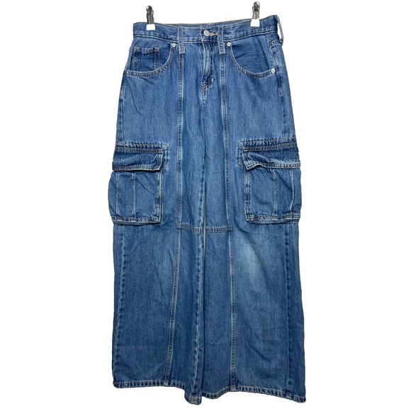 Old Navy Carpenter Jeans Women's 14 Blue Denim Utility Workwear Style 134833 - Picture 1 of 8